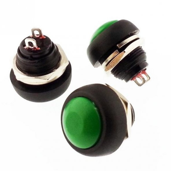 BUTON YUVARLAK  ( PBS33B )  Plastik 12mm YEŞİL   RS101-8C  IC-184