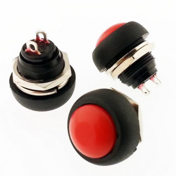 BUTON YUVARLAK ( PBS33B ) Plastik 12mm KIRMIZI  RS101-8  IC-184