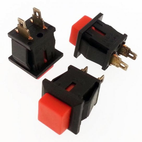 Ters Buton Kare Kırmızı Tırnaklı 2 Pim PBS-15C ( Kapalı Kontak )