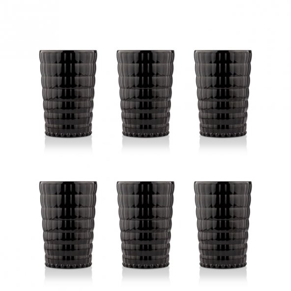 Akrilik Siyah 6lı Kısa Bardak & Su Meşrubat Kahve Yanı Bardağı 400 ml ( Cam Değildir )
