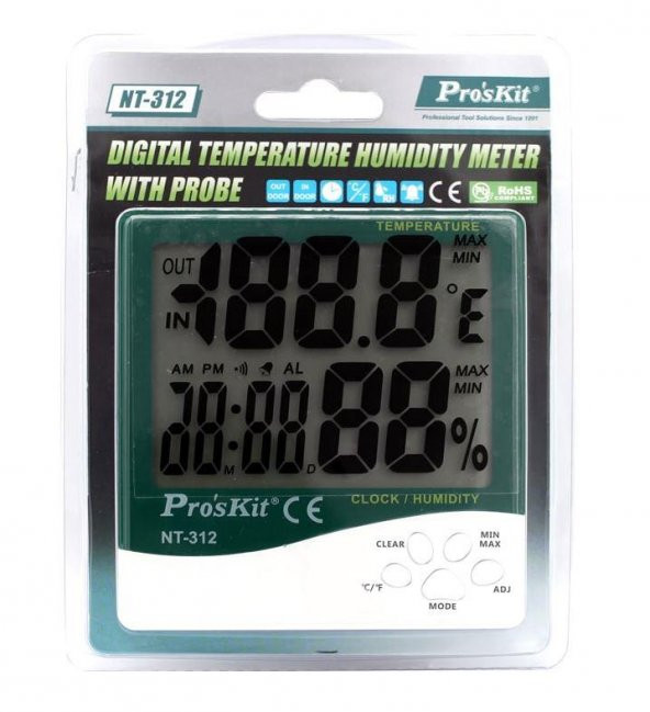 Proskit PK-040 NT-312 Problu Sıcaklık Nem Ölçer -10/+50 Derece - 2
