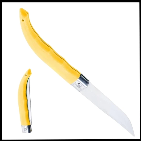 Uyguna-Yakala El Yapımı - Sarı Katlanır Cep Çakısı -CAK.541 ürün görseli