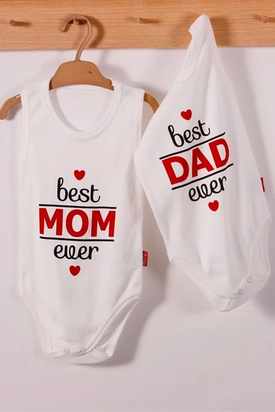 Best Mom Ve Dad Desenli Askılı Unisex Body