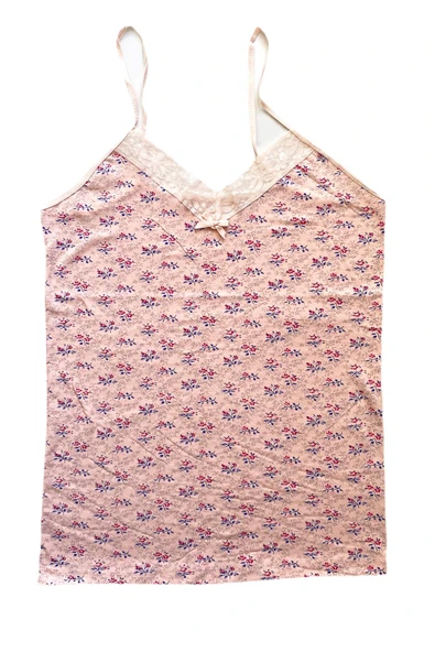 2 Adet Kadın Askılı Desenli Atlet Dantelli Empirme Pamuklu Penye D9-10 - Resim 2