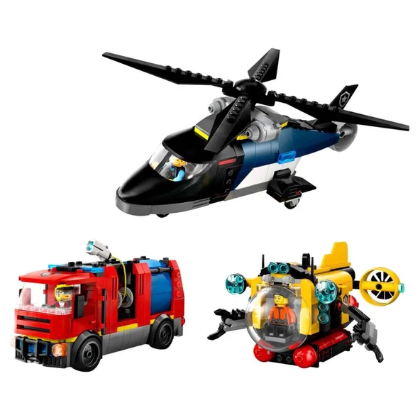 Nessiworld LEGO City Helikopter, İtfaiye Kamyonu ve Denizaltı Karışımı 60462