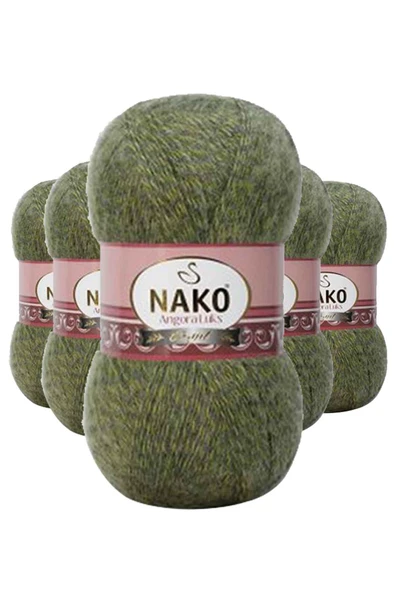 5 Adet Angora LüEl Örgü İpi Yeşil Muline 21358 ürün görseli 1