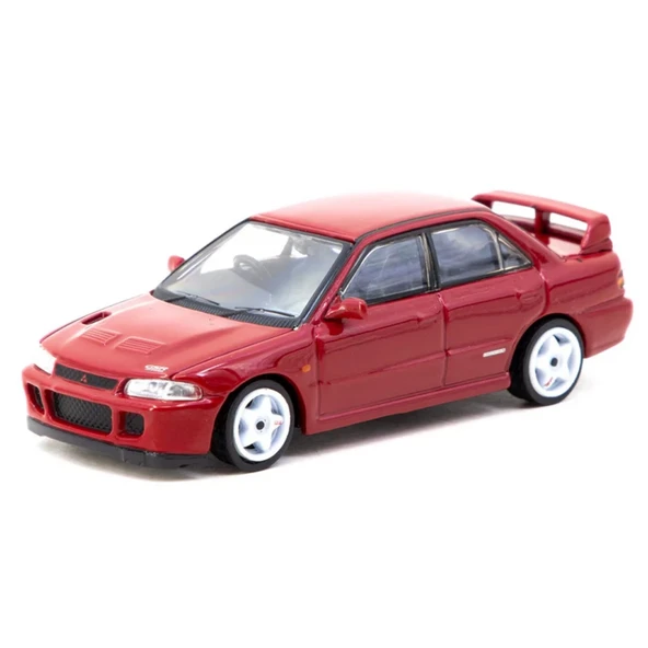 Nessiworld Tarmac Works 1/64 Mitsubishi Lancer GSR Evolution II Red with Tarmac Cards