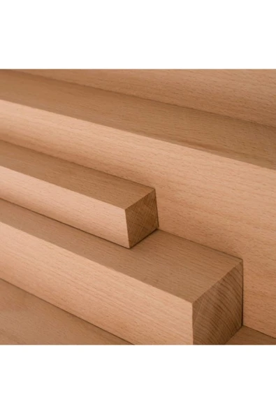 (25 cm) Kayın Çıta Tahta Taslak Ahşap Blok Silimiş Planyalı Kereste - 3
