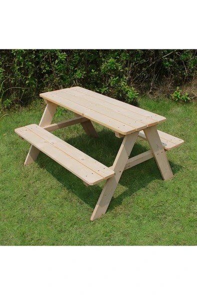 Bank Çocuk Ahşap Piknik Masası Açık Veranda Yemek Masası - 3