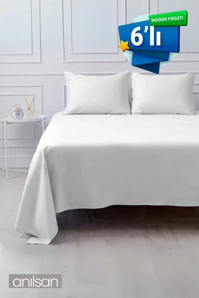 6'lı Lastiksiz Düz Beyaz Çarşaf %100 Pamuk Çift/Tek Kişilik ,63tel