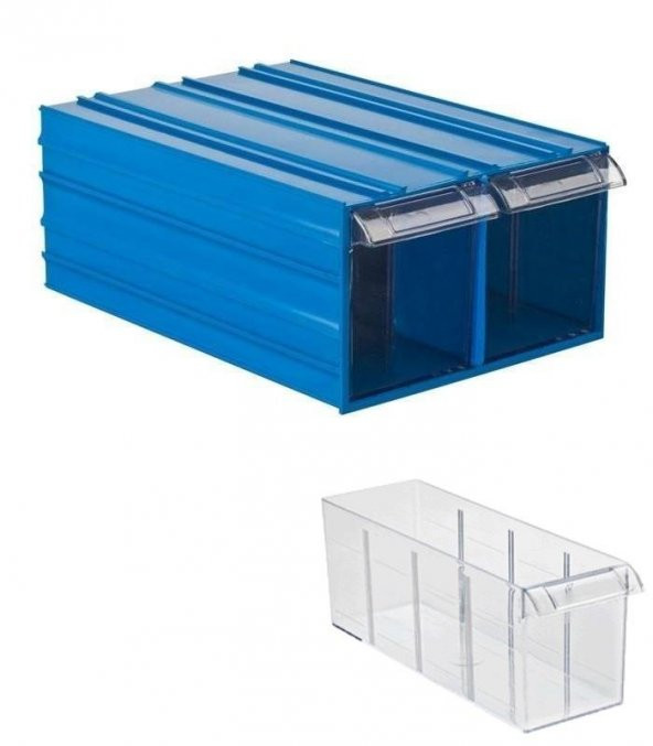 Hipaş Plastik Şeffaf Çekmeceli Kutu 501-2 Çiftli 212 x 306 x 126 mm