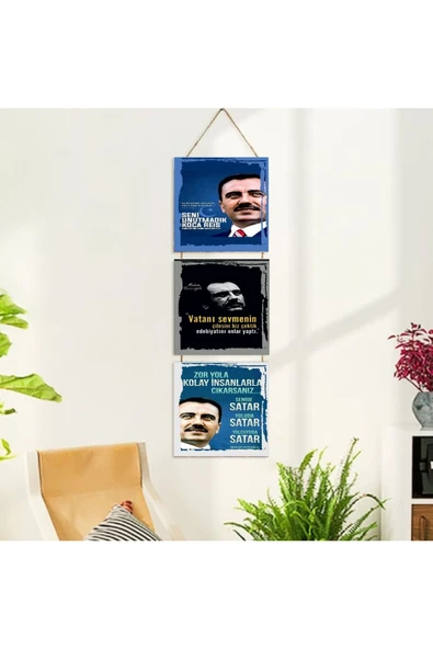 DURUSOY Ahşap Katlanabilir 3Lü Tablo - Tbl0003 - Resim 3