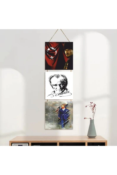 DURUSOY Ahşap Katlanabilir 3Lü Tablo - Tbl0075 - Resim 3