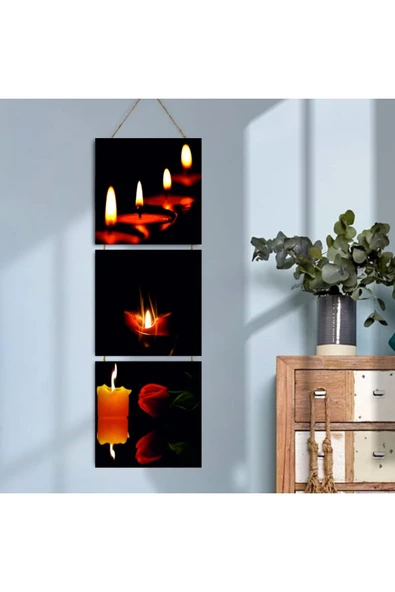 DURUSOY Ahşap Katlanabilir 3Lü Tablo - Tbl0030 - Resim 2