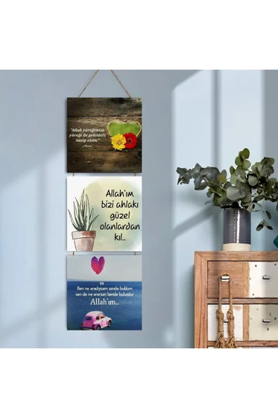 DURUSOY Ahşap Katlanabilir 3Lü Tablo - Tbl0009 - Resim 3