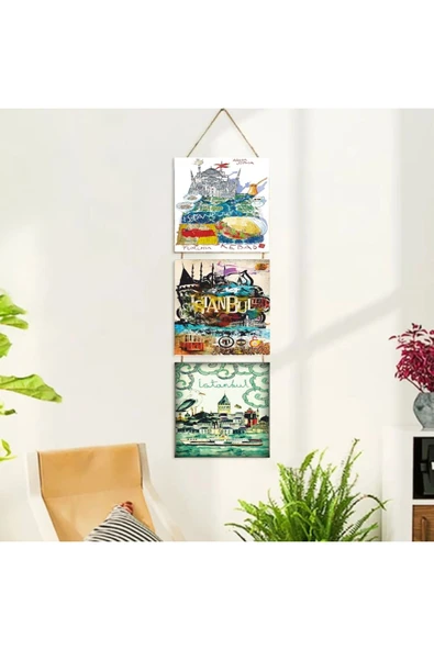 DURUSOY Ahşap Katlanabilir 3Lü Tablo - Tbl0078 - Resim 2