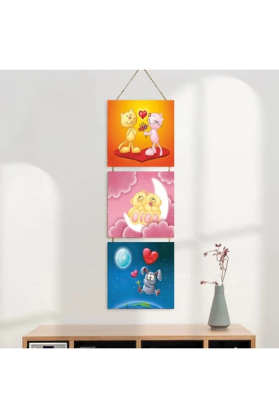 DURUSOY Ahşap Katlanabilir 3Lü Tablo - Tbl0018 - Resim 3