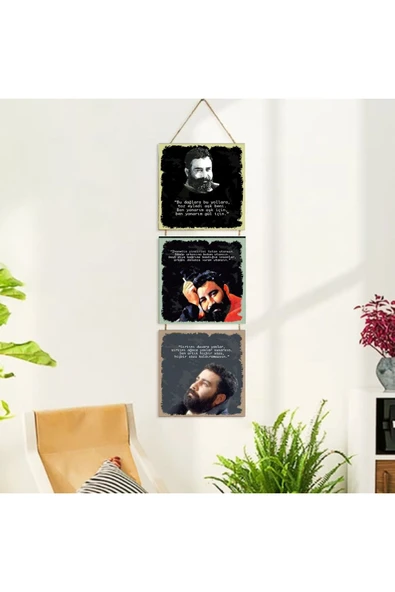 DURUSOY Ahşap Katlanabilir 3Lü Tablo - Tbl0001 - Resim 3