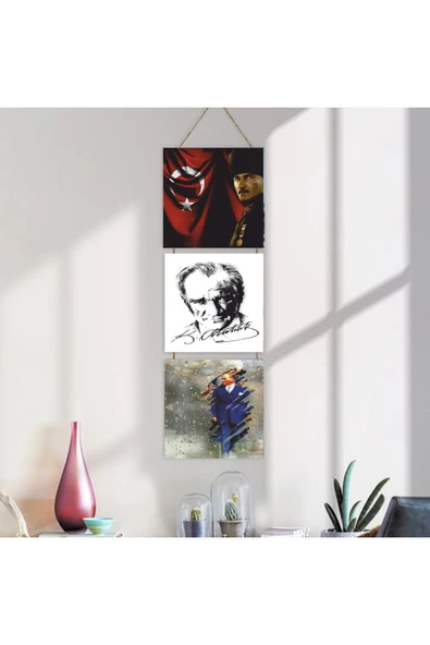 DURUSOY Ahşap Katlanabilir 3Lü Tablo - Tbl0075 - Resim 4