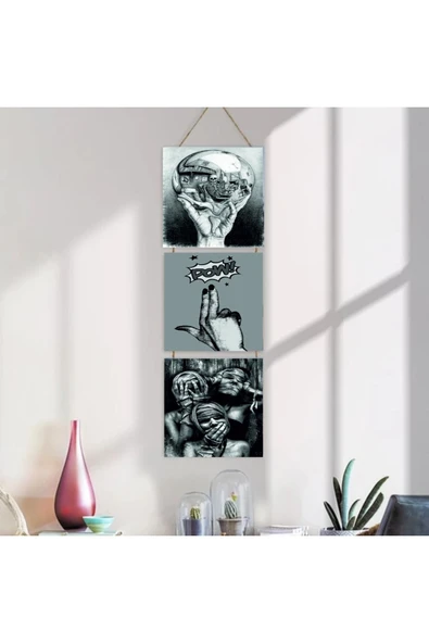 DURUSOY Ahşap Katlanabilir 3Lü Tablo - Tbl0044 - Resim 4