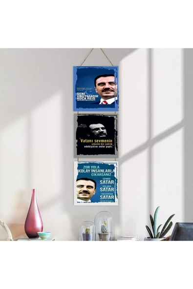 DURUSOY Ahşap Katlanabilir 3Lü Tablo - Tbl0003 - Resim 4