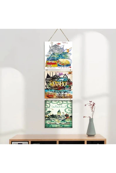 DURUSOY Ahşap Katlanabilir 3Lü Tablo - Tbl0078 - Resim 3