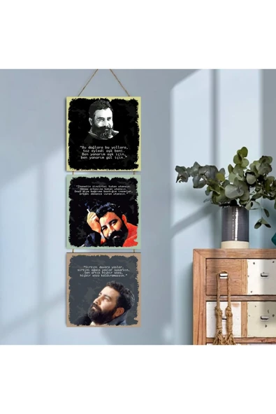 DURUSOY Ahşap Katlanabilir 3Lü Tablo - Tbl0001 ürün görseli 1