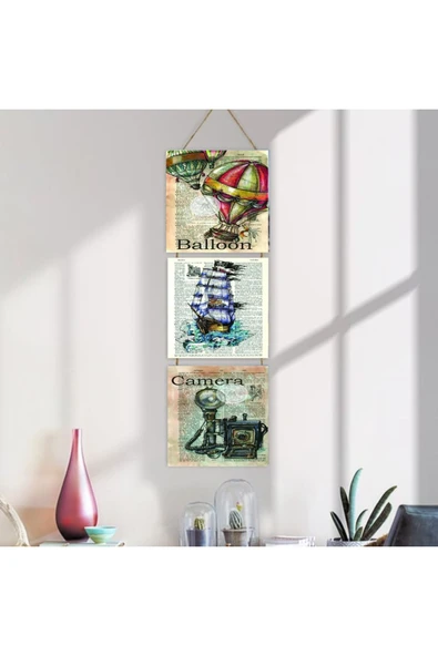 DURUSOY Ahşap Katlanabilir 3Lü Tablo - Tbl0027 - Resim 3