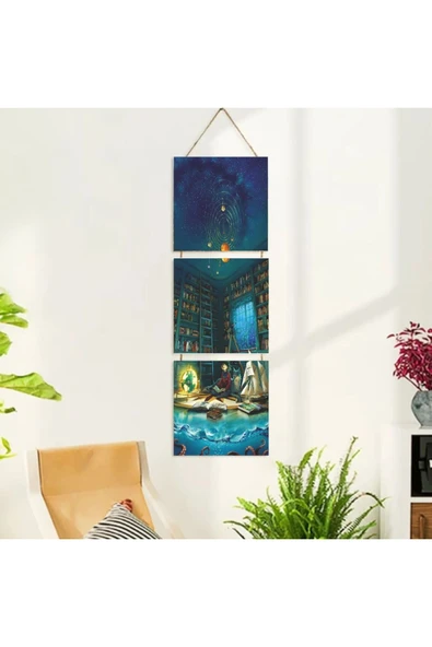 DURUSOY Ahşap Katlanabilir 3Lü Tablo - Tbl0110 - Resim 2