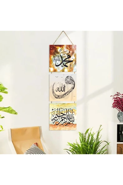 DURUSOY Ahşap Katlanabilir 3Lü Tablo - Tbl0088 - Resim 2