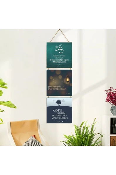 DURUSOY Ahşap Katlanabilir 3Lü Tablo - Tbl0066 - Resim 2