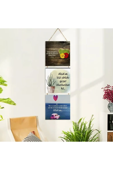 DURUSOY Ahşap Katlanabilir 3Lü Tablo - Tbl0009 - Resim 4