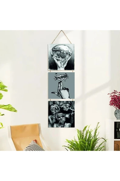 DURUSOY Ahşap Katlanabilir 3Lü Tablo - Tbl0044 - Resim 2