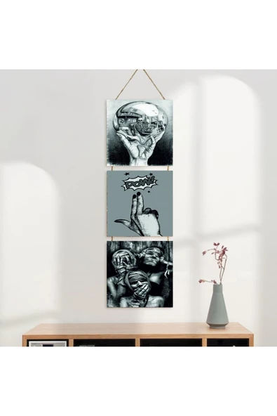 DURUSOY Ahşap Katlanabilir 3Lü Tablo - Tbl0044 - Resim 3