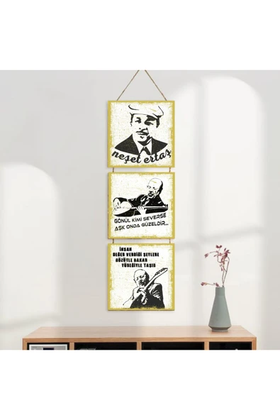 DURUSOY Ahşap Katlanabilir 3Lü Tablo - Tbl0063 - Resim 3