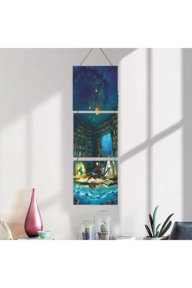 DURUSOY Ahşap Katlanabilir 3Lü Tablo - Tbl0110 - Resim 4