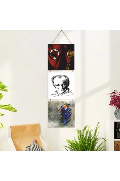 DURUSOY Ahşap Katlanabilir 3Lü Tablo - Tbl0075 - Resim 2