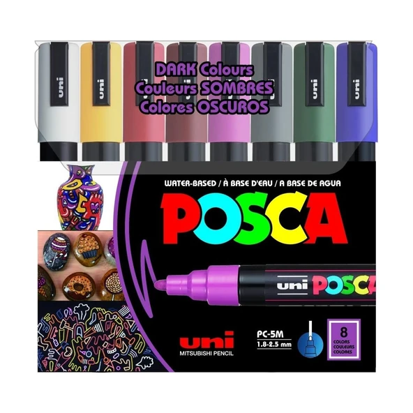 Uni Posca 1.8-2.5 Subazlıpostermarkörükoyurenk 8li