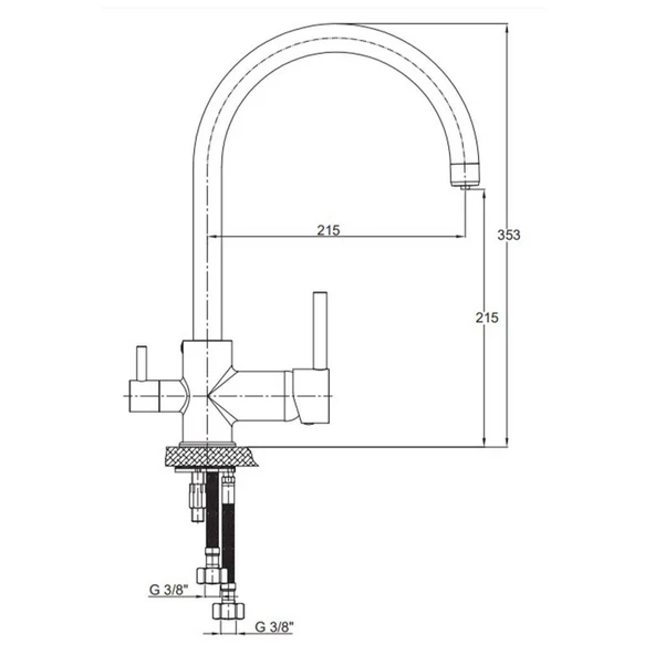 GPD Espina Arıtma Çıkışlı Eviye Bataryası Krom (Tek Akım) - 2