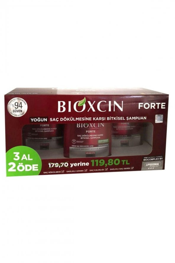 Bioxcin Forte Yoğun Saç Dökülmesine Karşı Bitkisel Şampuan 300 Ml  3 Al 2 Öde