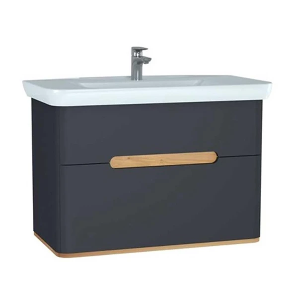 Vitra Sento Çift Çekmeceli Lavabo Dolabı, Ayaksız, 100 Cm, Mat Antrasit 60838 ürün görseli