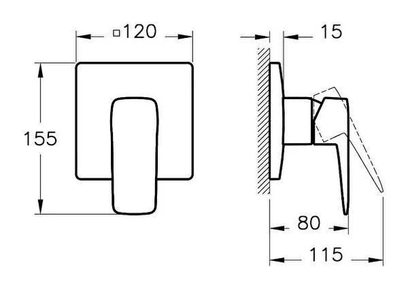 Artema Root Square Ankastre Duş Bataryası Fırçalı Nikel (Sıva Üstü Grubu) A4275134 - 2