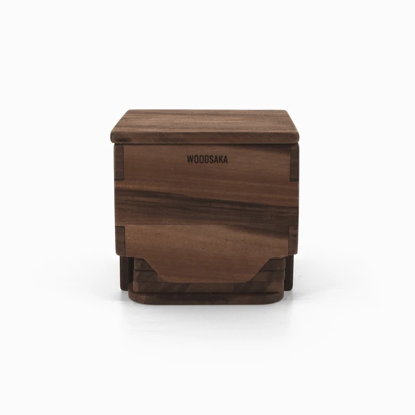 Woodsaka Rita Bardak Altlığı - 8 Altlık - Ceviz Ağacından - 3