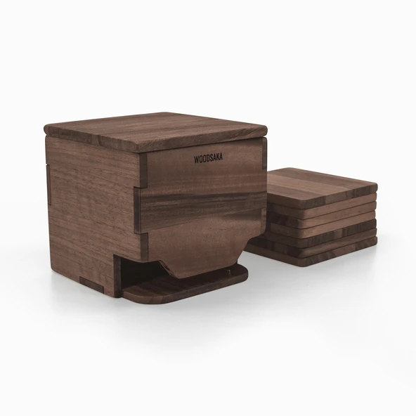 Woodsaka Rita Bardak Altlığı - 8 Altlık - Ceviz Ağacından - 7