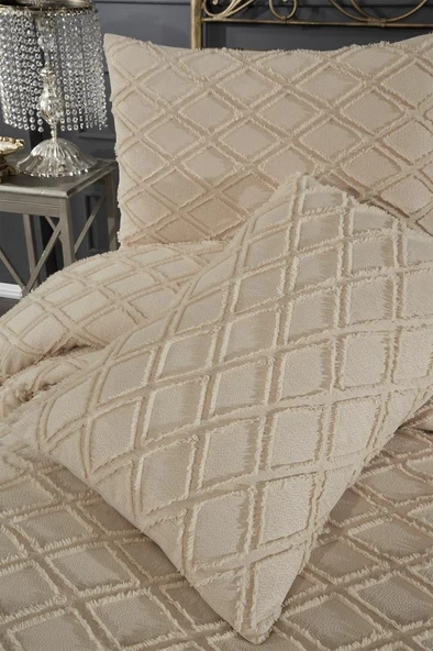 Çeyiz Diyarı Vesya 3 Parça Çift Kişilik Pike Takımı Bej - Resim 3