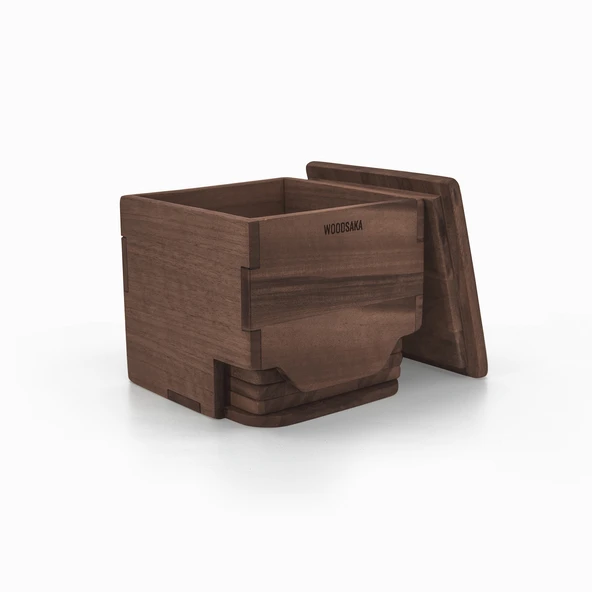 Woodsaka Rita Bardak Altlığı - 8 Altlık - Ceviz Ağacından - 4