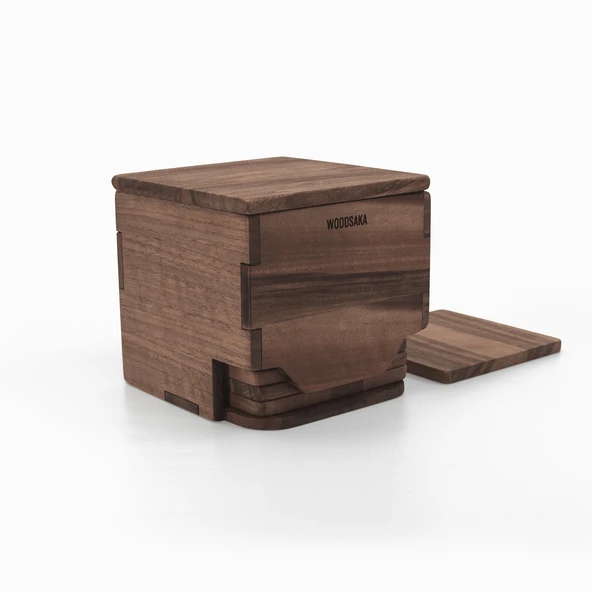 Woodsaka Rita Bardak Altlığı - 8 Altlık - Ceviz Ağacından - 6