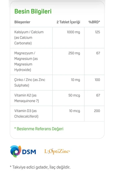 SUDA VİTAMİN CALCİUM MAGNESİUM ZİNC K2 D3 100 TABLET - 3