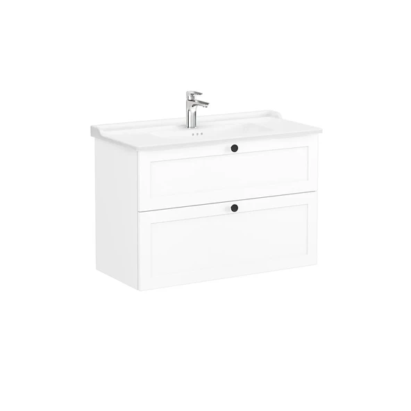 Vitra Root Classic Çift Çekmeceli Lavabo Dolabı 100 Cm Mat Beyaz (Klasik Lavabo Dahil) 68890