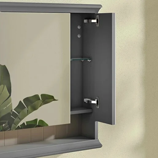 Vitra Valarte Dolaplı Ayna Led Aydınlatmalı, 80 Cm, Mat Gri 62232 - Resim 2